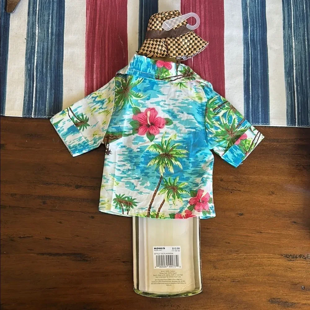 Kohl’s Wine cover Tropical Floral Shirt and Hat Set NEW